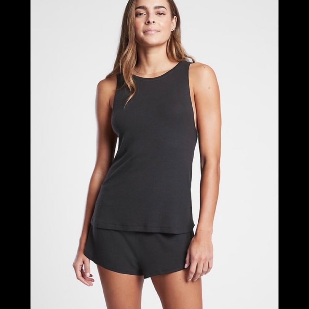 NWT-Athleta Black Well Rested Rib Sleep Tank, Medium - Picture 1 of 6